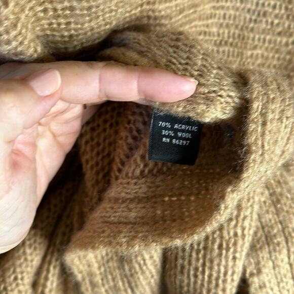 BCBG Maxazria wool and Acrylic blend brown poncho sweater size S/M - Picture 3 of 5